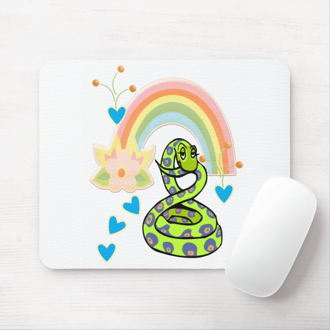 Mousepad Cobra Rainbow Floral White Mouse Pad! (Com mouse)