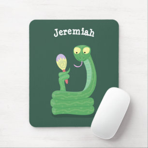 Mousepad cobra verde engraçado com desenhos de maraca