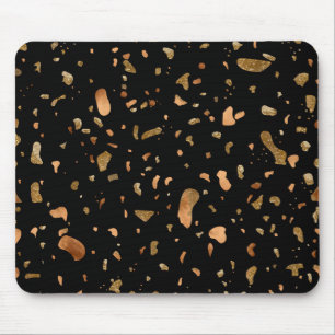 Mousepad Cobre Dourado na Pedra Negra Terrazzo