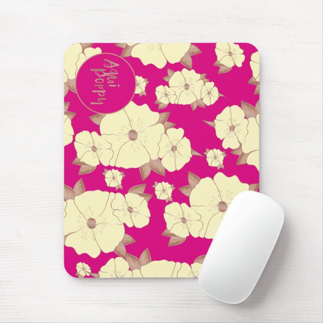 Mousepad Cobre Floral Amarelo-Amarelo-Amarelo sobre fundo d (Com mouse)