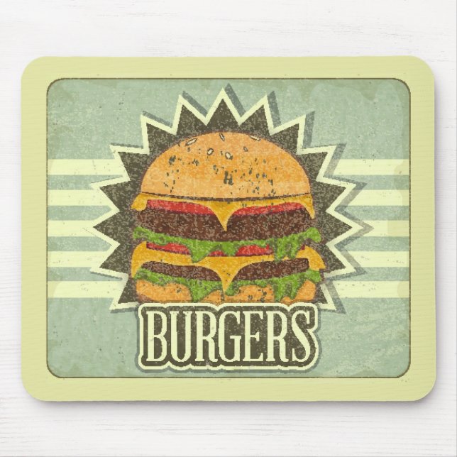 Mousepad Cobrir retro para o menu do fast food (Frente)