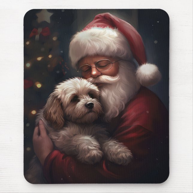 Mousepad Cockapoo com Papai Noel Natal Festivo (Frente)