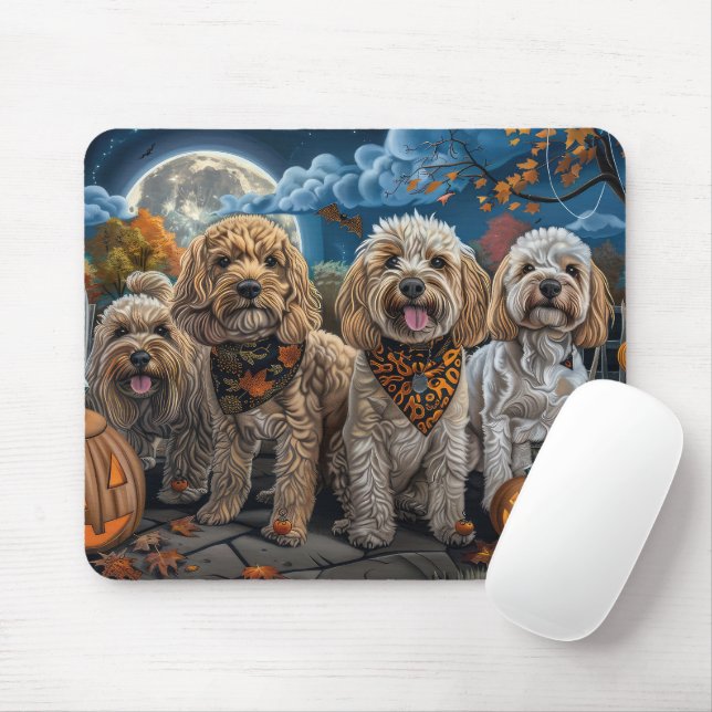Mousepad Cockapoo Halloween Assustador (Com mouse)