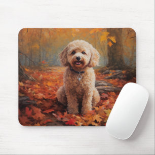 Mousepad Cockapoo nas Folhas do outono caem inspiração