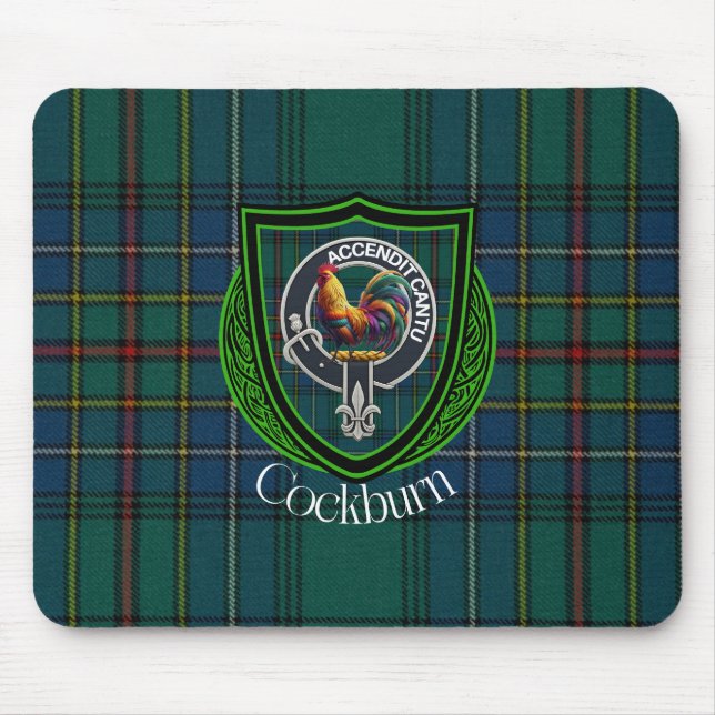 Mousepad Cockburn Scottish Clan Tartan & Crest (Frente)
