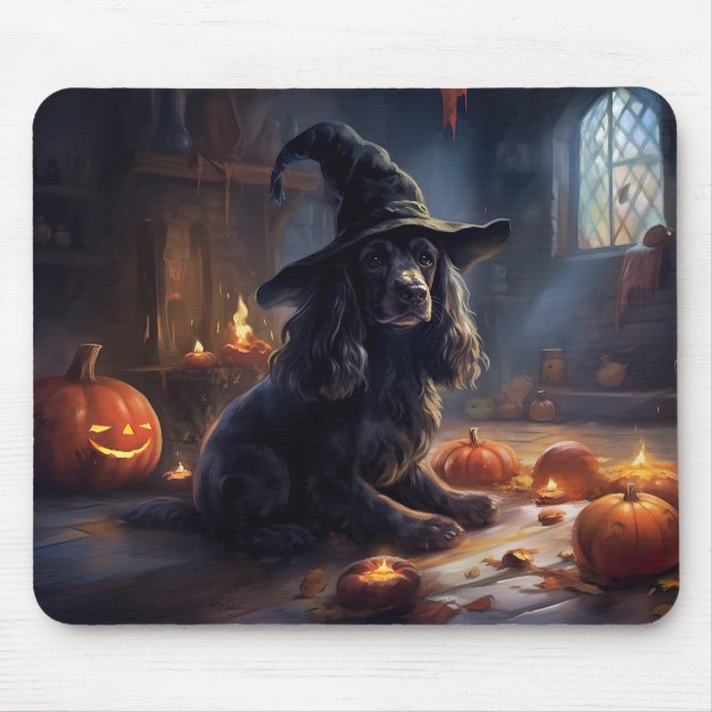 Mousepad Cocker Spaniel Abóboras Halloween Assustador (Frente)