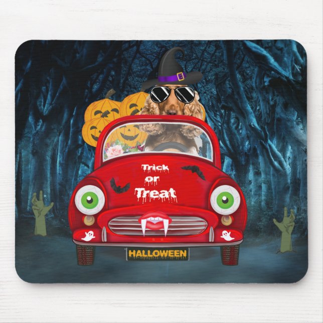 Mousepad Cocker Spaniel Cão Dirigindo Carro Assustador Hall (Frente)