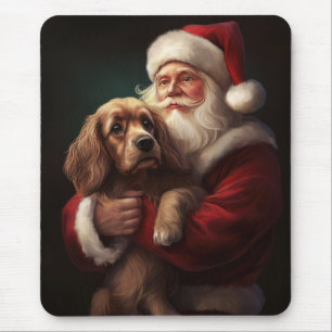 Mousepad Cocker Spaniel Com Papai Noel Natal Festivo