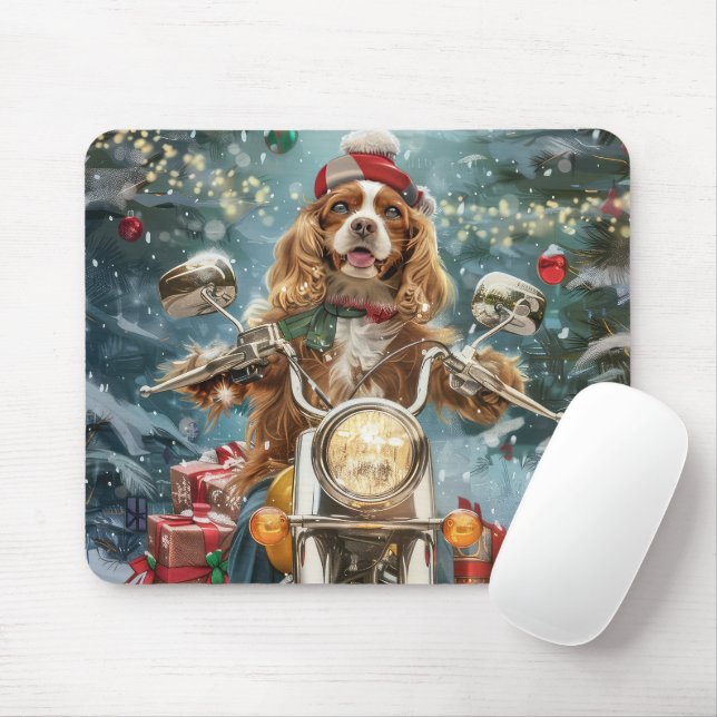 Mousepad Cocker Spaniel Dog Andando na Motocicleta (Com mouse)