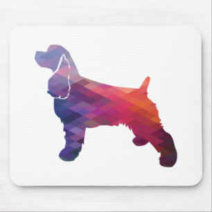 Mousepad Cocker Spaniel Dog Silhouette Padrão Geométrico Pu