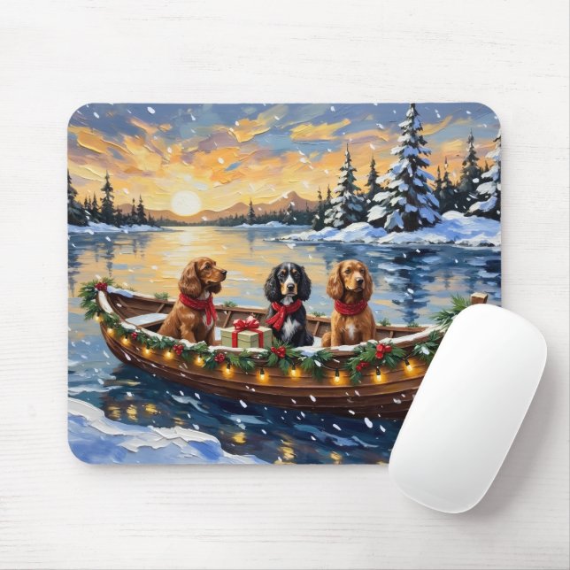 Mousepad Cocker Spaniel Natal Barco Férias (Com mouse)
