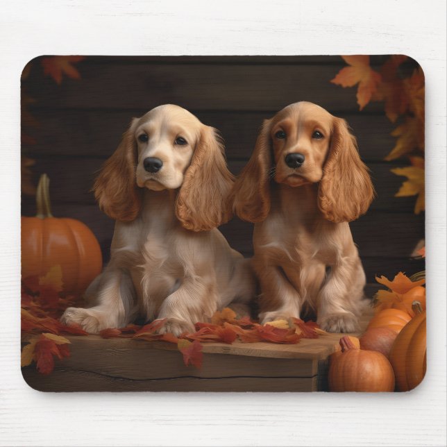 Mousepad Cocker Spaniel Puppy Autumn Delight Pumpkin (Frente)