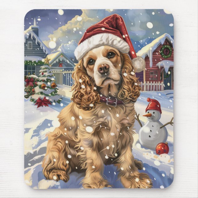 Mousepad Cocker Spaniel Winter Wonderland Joy (Frente)