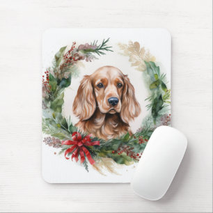 Mousepad Cocker Spaniel Wreath Festivo
