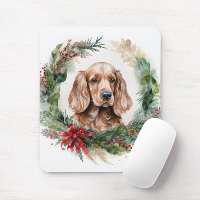 Mousepad Cocker Spaniel Wreath Festivo (Com mouse)