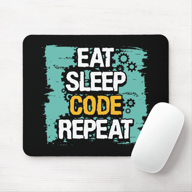 Mousepad Coder Life: Coma, Durma, Código Repetido (Com mouse)
