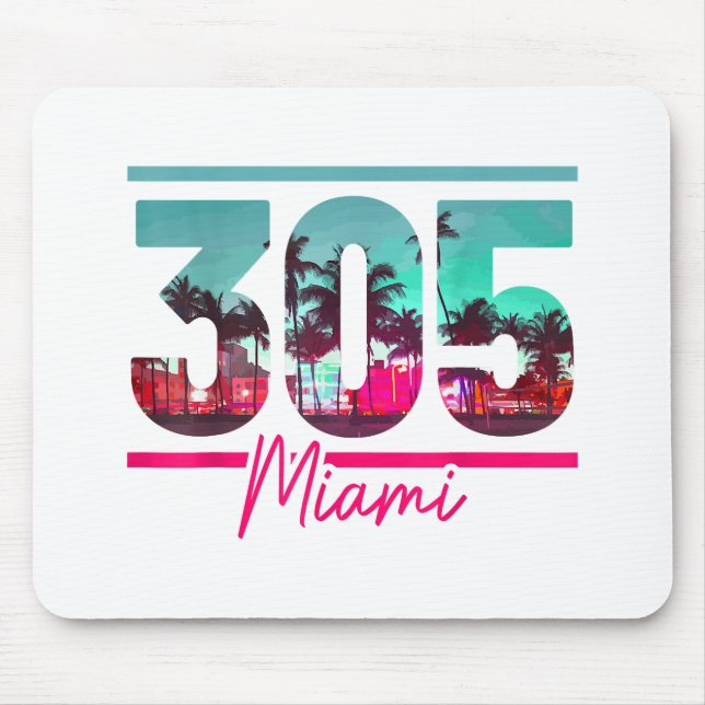 Mousepad Código de Área de Miami 305 - Prítico de Palmeiras (Frente)