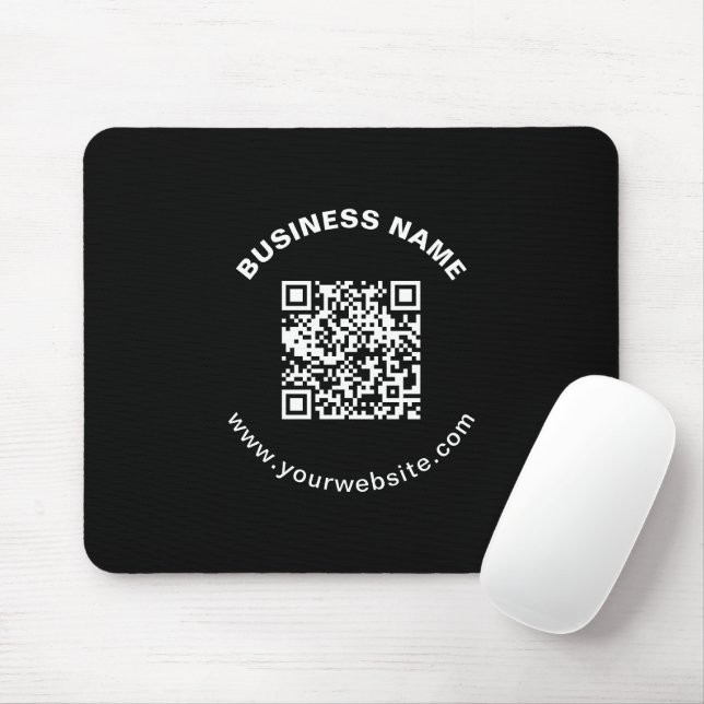 Mousepad Código QR com Nome da Empresa Texto Circular em Ne (Com mouse)