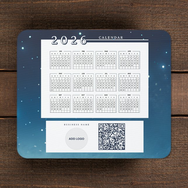 Mousepad Código QR de adição de logotipo para o calendário  (2026 Calendar Add Logo QR Code Mouse Pad)
