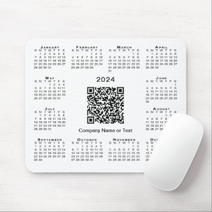 Mousepad Código QR de Calendário de 2024 Simples em Branco
