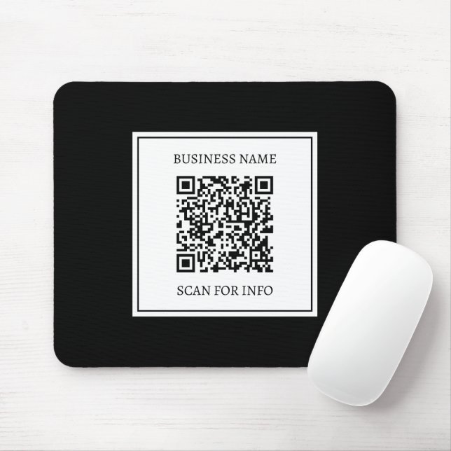 Mousepad Código QR empresarial | Preto e Branco (Com mouse)