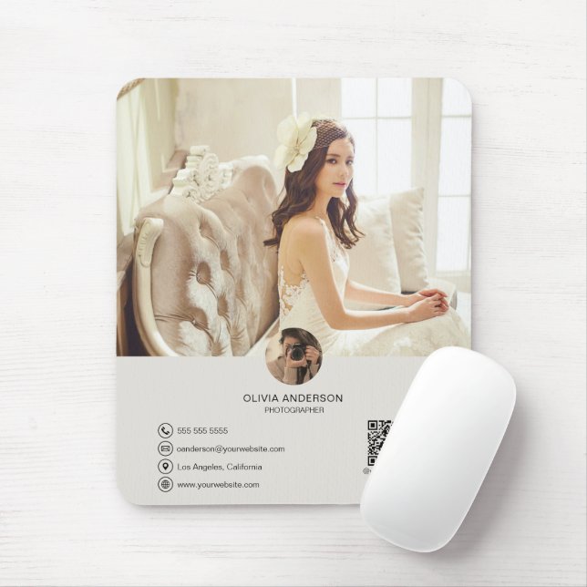 Mousepad Código QR Personalizado de Foto para Negócios (Com mouse)