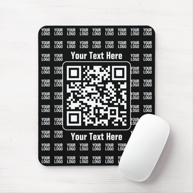 Mousepad Código QR promocional (editável) com padrão de log (Com mouse)