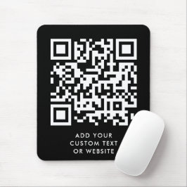 Mousepad Código QR | Seu texto Black Modern Minimalist