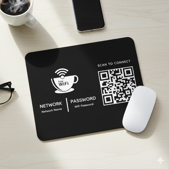 Mousepad Código QR Wifi Digitalização para conectar logotip (Criador carregado)