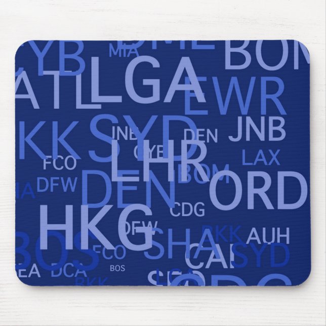 Mousepad Códigos do aeroporto do passageiro frequente (Frente)