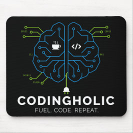 Mousepad Codingholic Tech Brain For Developers Dark