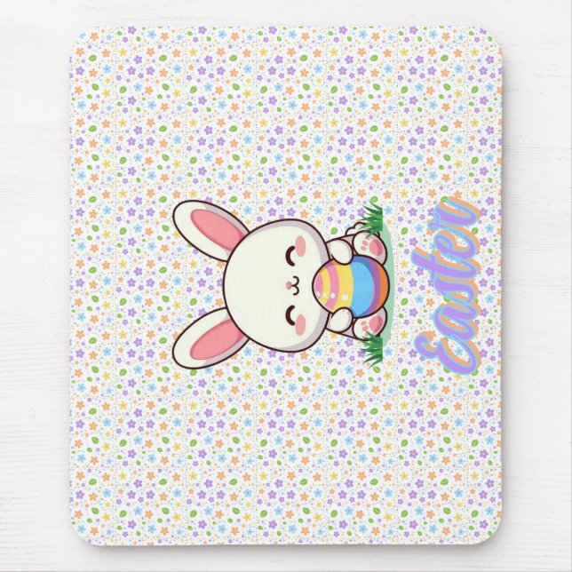 Mousepad Coelhinho bonito de primavera/Páscoa com ovo (Frente)