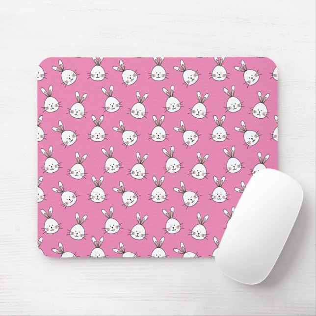 Mousepad Coelhinho branco e bonito da Páscoa a rosa (Com mouse)