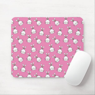 Mousepad Coelhinho branco giro e giro a rosa