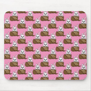 Mousepad Coelhinho Branco no Padrão de Felz pascoa de Ovo d