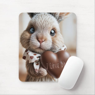 Mousepad Coelhinho com Coração de Amor de Chocolate