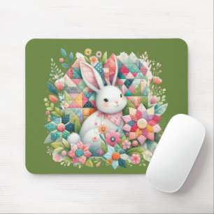 Mousepad Coelhinho com Quilt e Flores