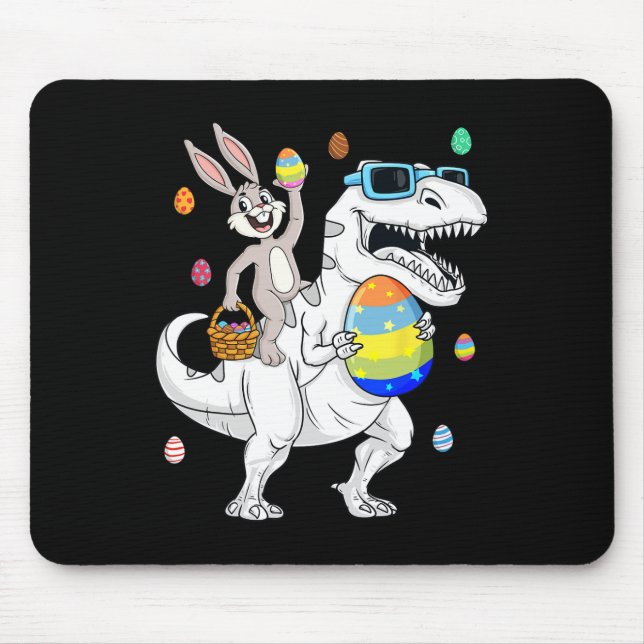 Mousepad Coelhinho da Páscoa Andando T Rex Dinossauro Diver (Frente)
