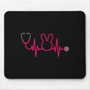 Mousepad Coelhinho da Páscoa Enfermeira Batimento Cardíaco