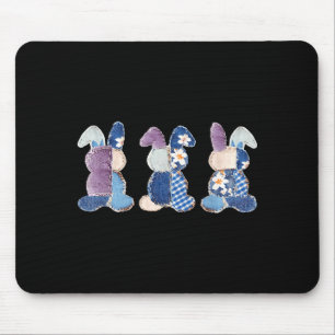 Mousepad Coelhinhos engraçados de três coelhos ovos patchwo