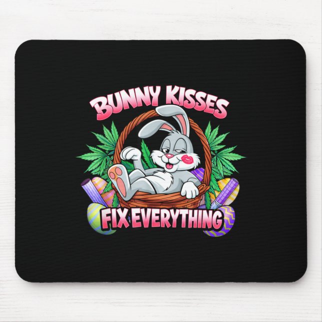 Mousepad Coelhinhos fofos beijos corrigem tudo coelho engra (Frente)