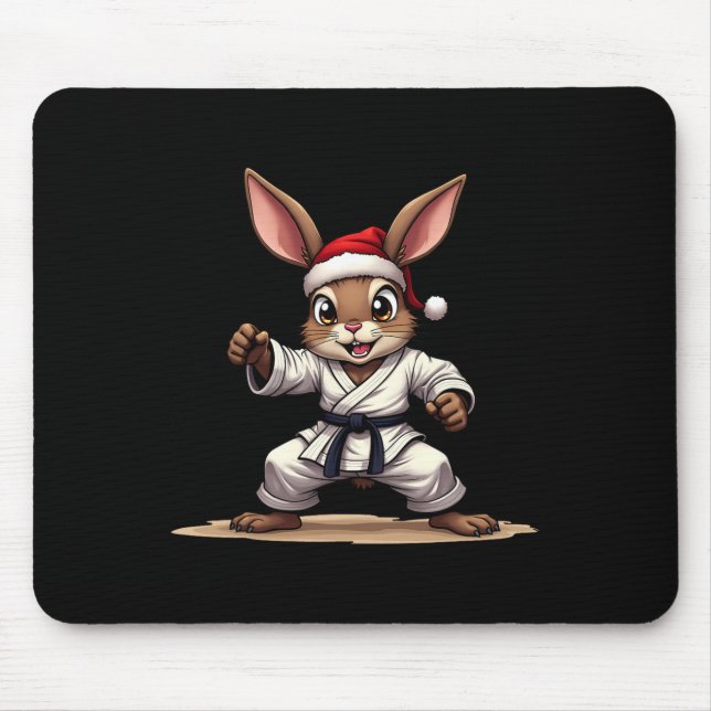 Mousepad Coelho Animal Engraçado, Uniforme De Karate, Para  (Frente)