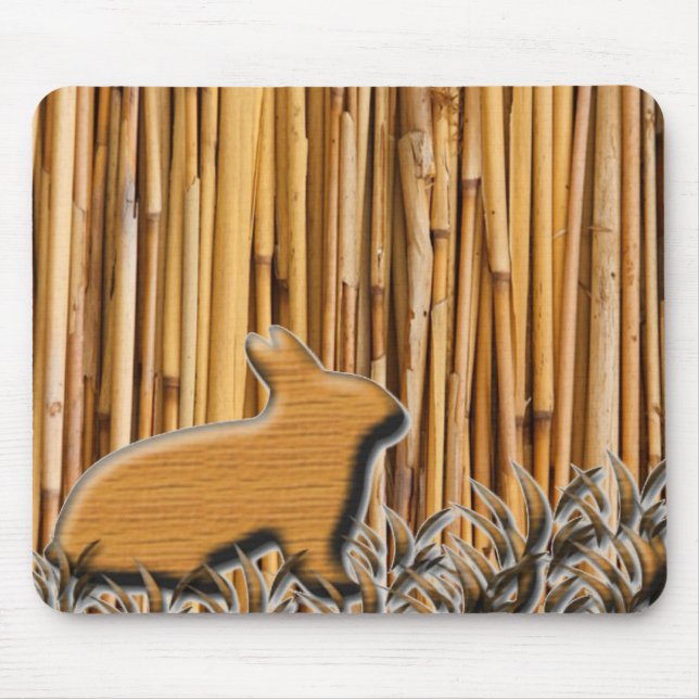 Mousepad Coelho Bonito No Fundo Do Bambu (Frente)