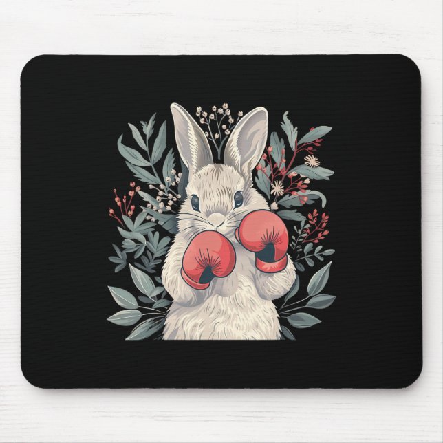 Mousepad Coelho Boxeador Com Luvas de Boxe Kickboxing Engra (Frente)