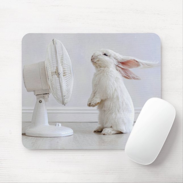Mousepad Coelho Branco de Orelhas Caídas Esfriando (Com mouse)