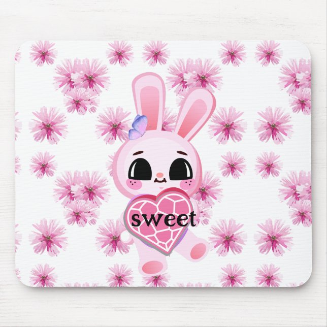 Mousepad coelho branco doce (Frente)