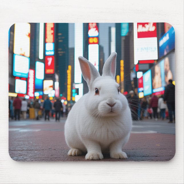 Mousepad Coelho Branco na Times Square (Frente)