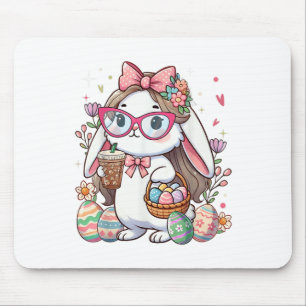 Mousepad Coelho Coelho da Páscoa Ovos de Café Caça Menina