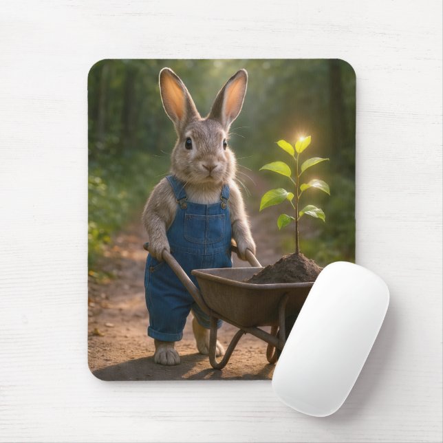 Mousepad Coelho com uma árvore vacilando em uma roda (Com mouse)