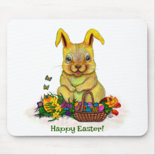 Mousepad Coelho da Páscoa com Ovos e Flores